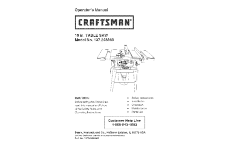 Craftsman Saw 137.24884 User Manual