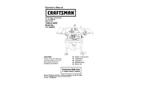 Craftsman Saw 137.248830 User Manual