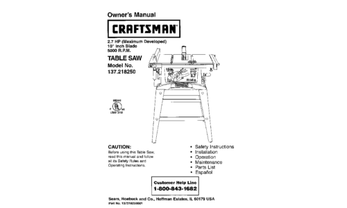 Craftsman Saw 137.21825 User Manual