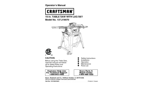 Craftsman Saw 137.21807 User Manual