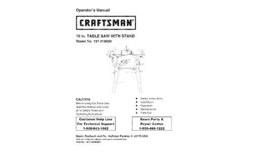 Craftsman Saw 137.218030 User Manual