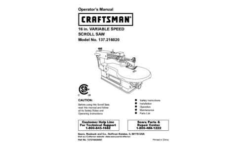 Craftsman Saw 137.21602 User Manual