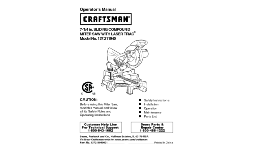 Craftsman Saw 137.21194 User Manual