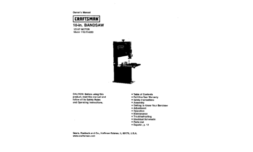 Craftsman Saw 119.214 User Manual