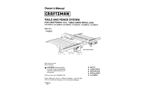 Craftsman Saw 113.29931 User Manual