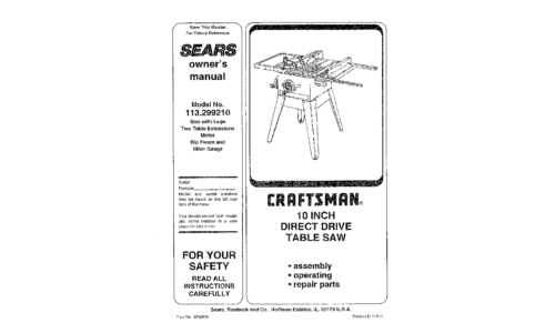 Craftsman Saw 113.29921 User Manual