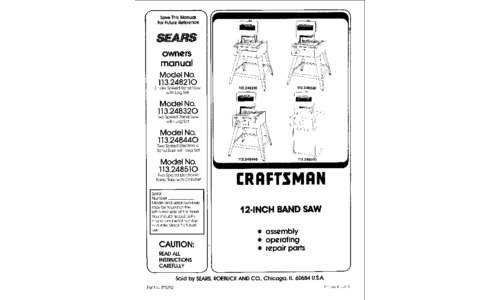 Craftsman Saw 113.248510 User Manual