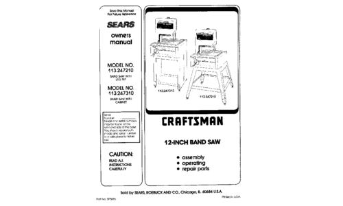 Craftsman Saw 113.2472T0 User Manual