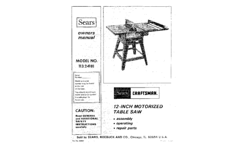 Craftsman Saw 113.24181 User Manual