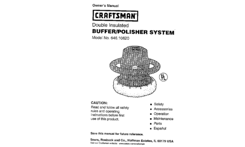 Craftsman Sander 646.1062 User Manual