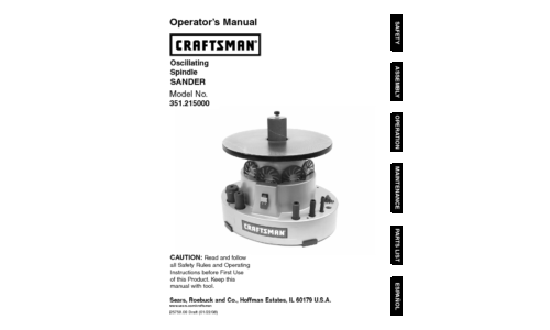 Craftsman Sander 351.215 User Manual