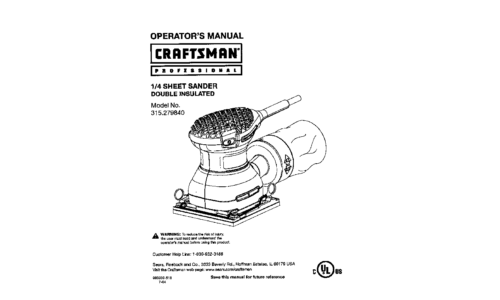 Craftsman Sander 315.27984 User Manual