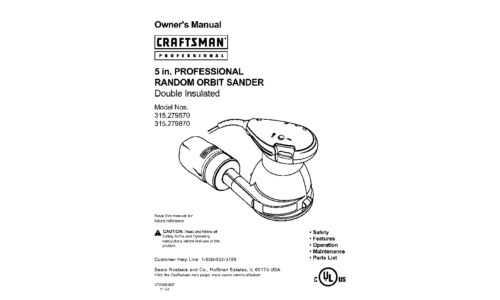 Craftsman Sander 315.279570 User Manual