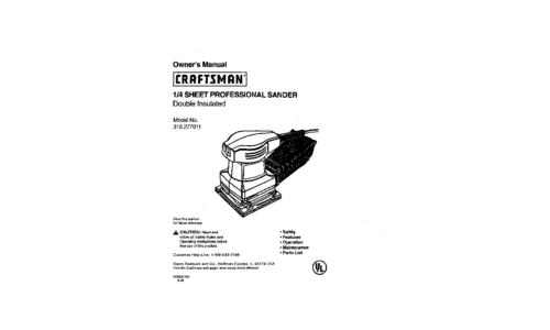 Craftsman Sander 315.277011 User Manual