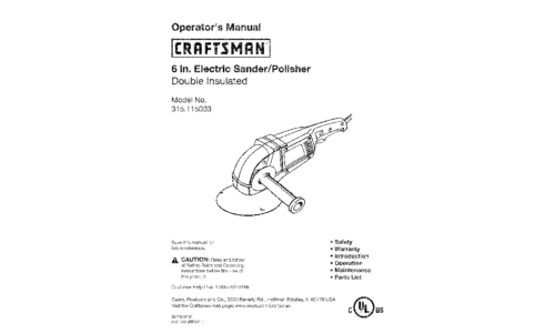 Craftsman Sander 315.115033 User Manual