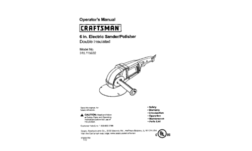 Craftsman Sander 315.115032 User Manual