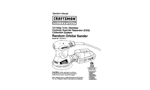 Craftsman Sander 172.27673 User Manual