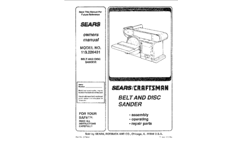 Craftsman Sander 113.226431 Manual