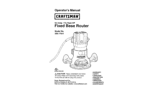 Craftsman Router 320.17541 User Manual