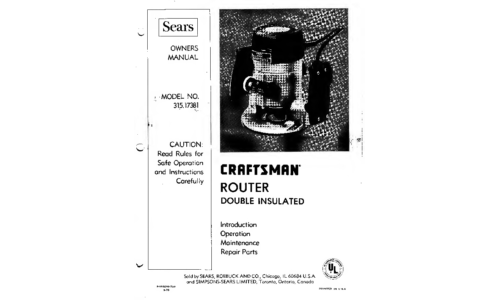 Craftsman Router 315 17381OM