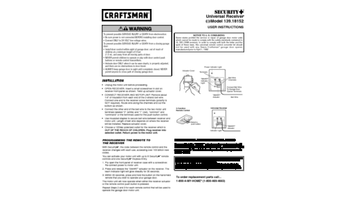 Craftsman Radio 139.18152 User Manual