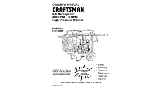 Craftsman Pressure Washer MGP-762010 User Manual