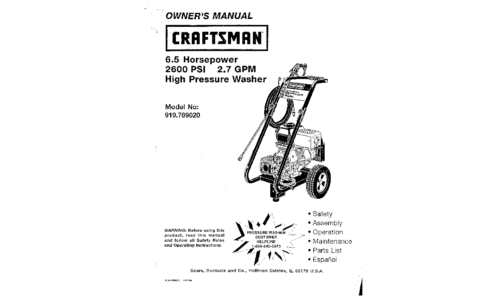 Craftsman Pressure Washer 919.769020 User Manual