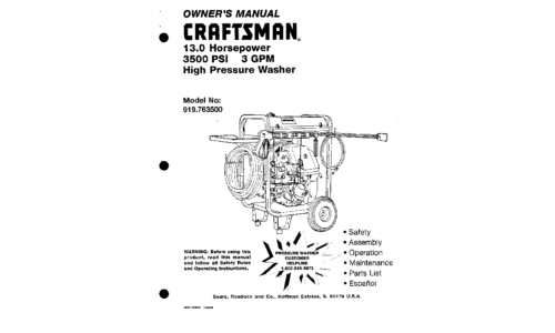 Craftsman Pressure Washer 919.763500 User Manual