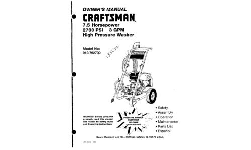 Craftsman Pressure Washer 919.7627 User Manual