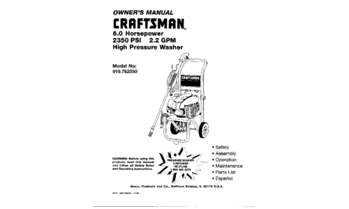 Craftsman Pressure Washer 919.76235 User Manual