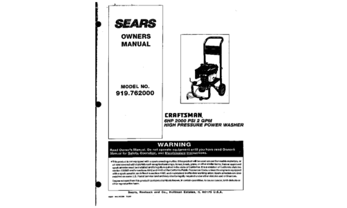 Craftsman Pressure Washer 919.762000 User Manual