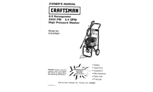 Craftsman Pressure Washer 919.679240 User Manual