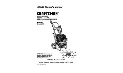 Craftsman Pressure Washer 580.76225 User Manual