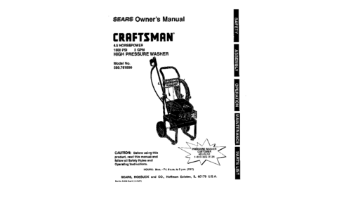 Craftsman Pressure Washer 580.7618 User Manual