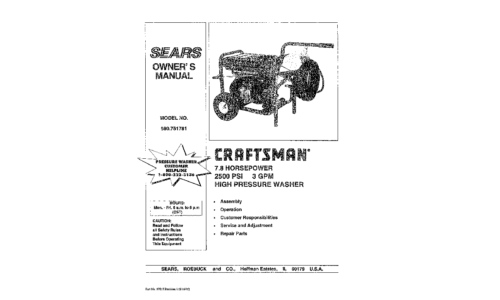 Craftsman Pressure Washer 580.751781 User Manual