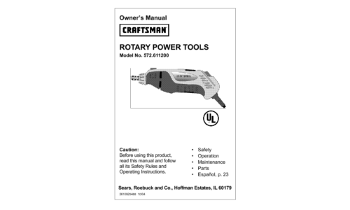 Craftsman Power Hammer 572.6112 User Manual