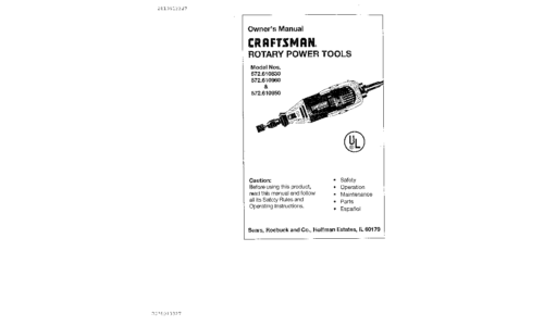 Craftsman Power Hammer 572.61083 User Manual