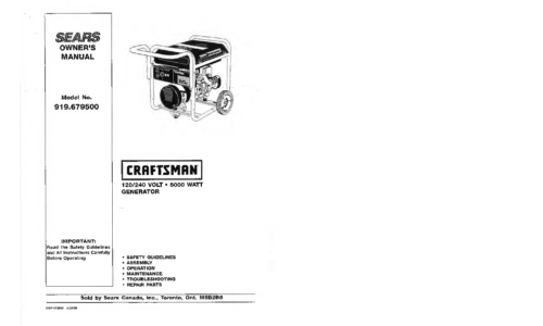 Craftsman Portable Generator 919.679500 User Manual