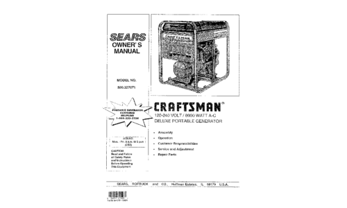 Craftsman Portable Generator 580.327071 User Manual