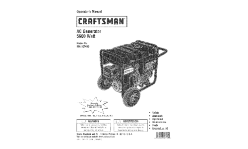 Craftsman Portable Generator 580.32561 User Manual