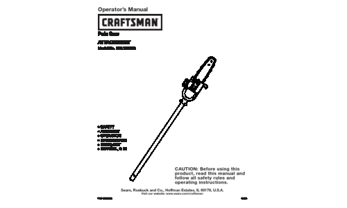 Craftsman Pole Saw 316.79246 User Manual