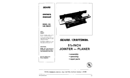 Craftsman Planer 149.236321 User Manual