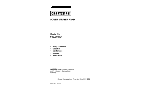 Craftsman Paint Sprayer 919.716171 User Manual