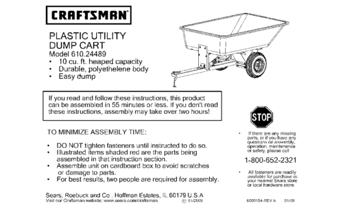 Craftsman Outdoor Cart 610.24489 User Manual