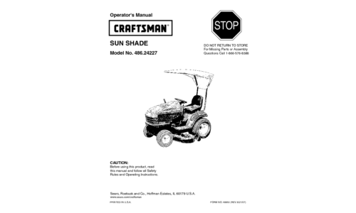 Craftsman Mower Sun Shade User Manual