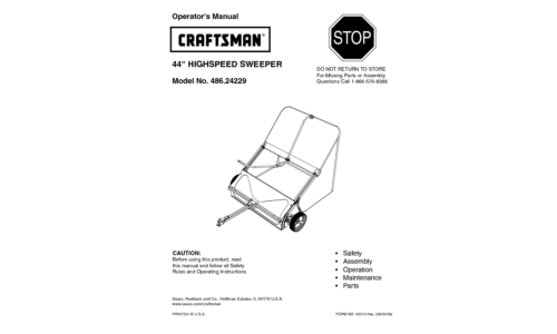 Craftsman Lawn Sweeper 486.24229 User Manual