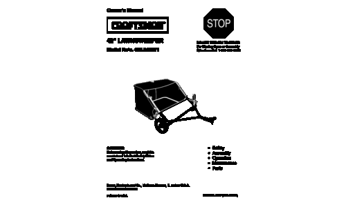 Craftsman Lawn Sweeper 486.242211 User Manual