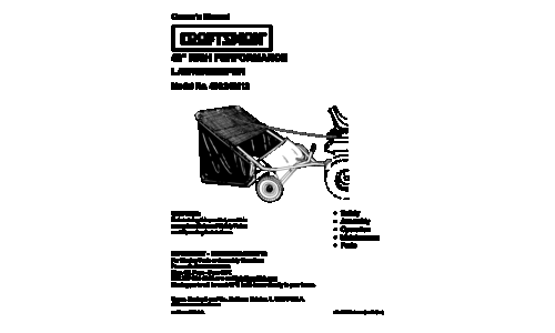 Craftsman Lawn Sweeper 486.242112 User Manual