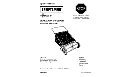 Craftsman Lawn Sweeper 486.240362 User Manual