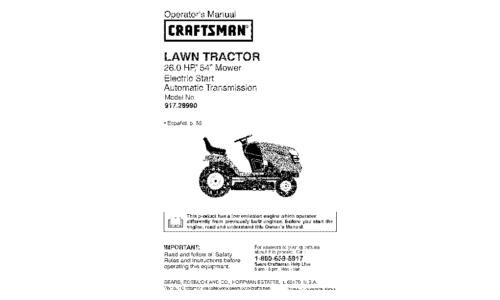 Craftsman Lawn Mower YT 4500 User Manual